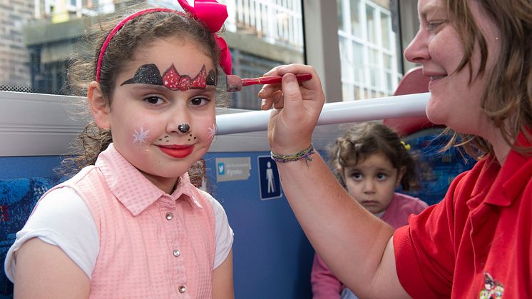 Face painting at Go North East family event.