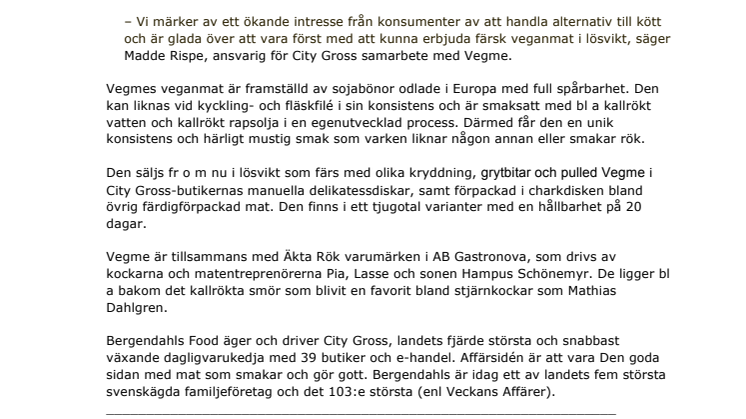 City Gross först med färsk vegetarisk färs i lösvikt för dem som söker alternativ till köttfärsen