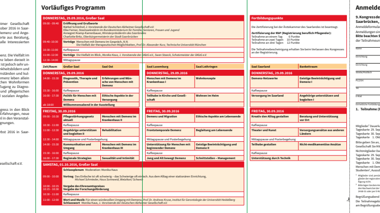 Vorprogramm zum 9. Kongress der DAlzG