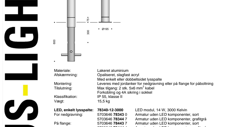 Sticks 900 LED Teknisk info