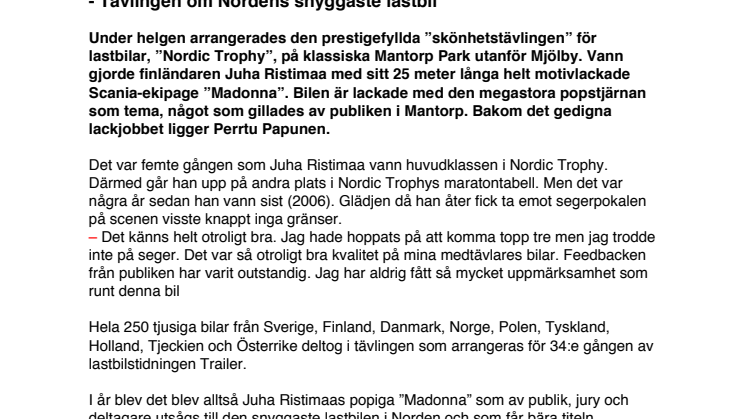 Ristimaa vann Nordic Trophy 2013 - Tävlingen om Nordens snyggaste lastbil