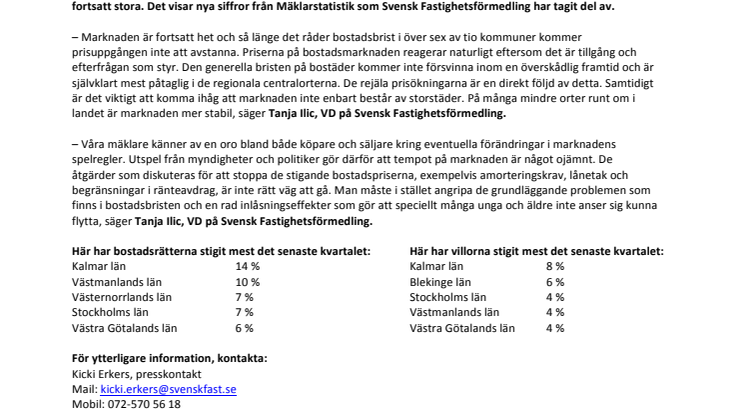 Kommentar till Svensk Mäklarstatistik: ”Marknaden beter sig helt normalt”