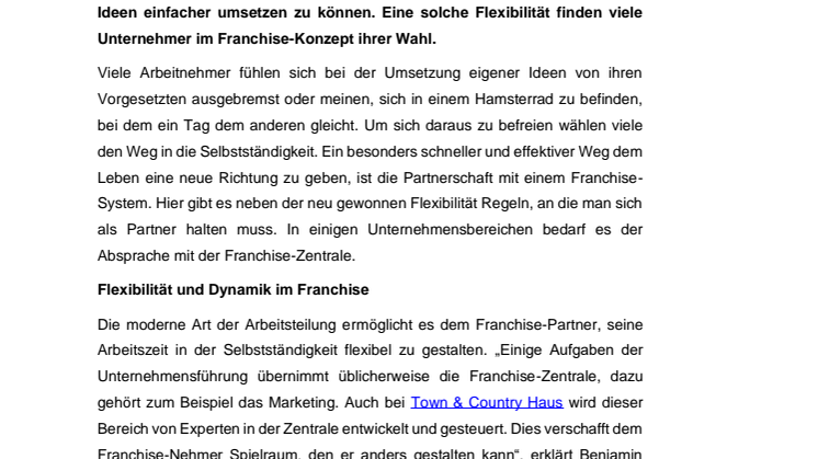 Mehr Flexibilität im Job - Freiheiten und Leitplanken im Franchise