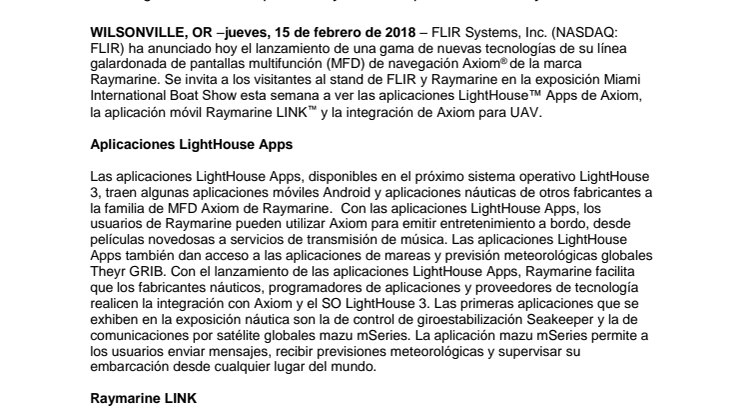 Raymarine: FLIR desvela las innovaciones de Axiom de Raymarine en la exposición Miami International Boat Show