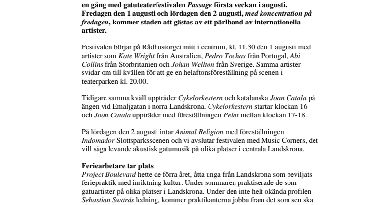 Gatuteater välkomnas tillbaka till Landskrona