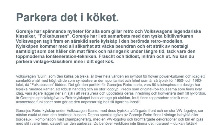 Parkera det i köket
