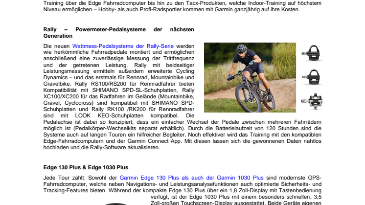 Garmin Produkt-Portfolio für Radsportbegeisterte