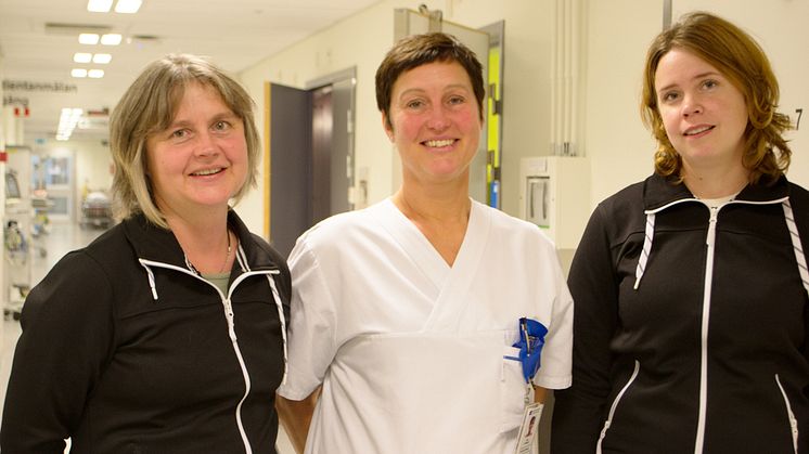 Marita Bergmark, Åsa Forsman och Sara Lindström finns på plats på akutmottagningen i Skellefteå.