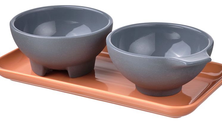 ÖMSESIDIG bakke med 2 skåle orange grå 99 DKK