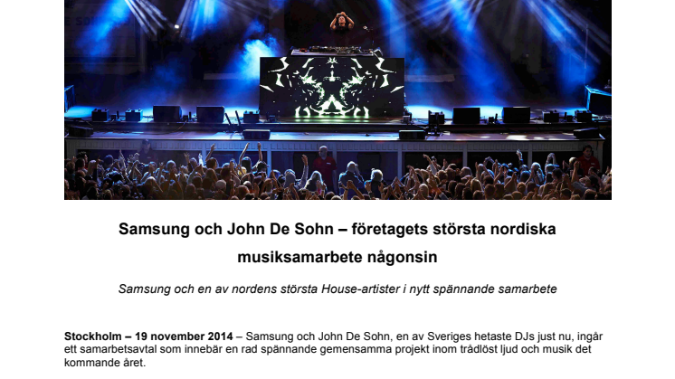 Samsung och John De Sohn – företagets största nordiska musiksamarbete någonsin 