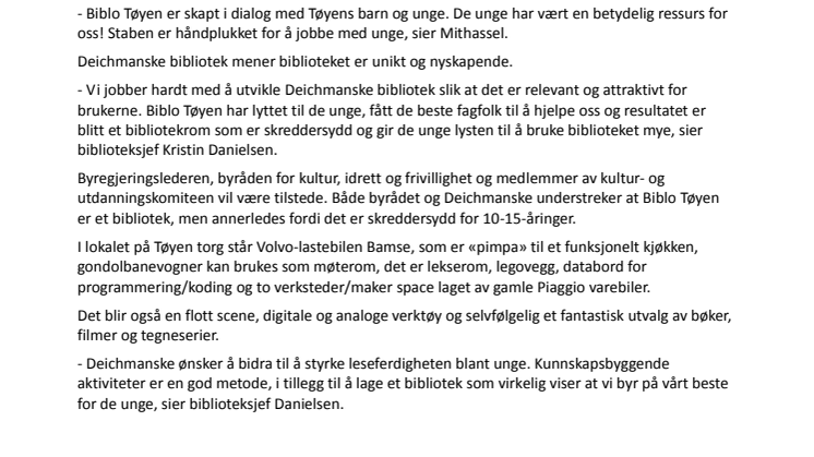 Biblo Tøyen - landets første bibliotek for dem mellom 10 og 15 år!