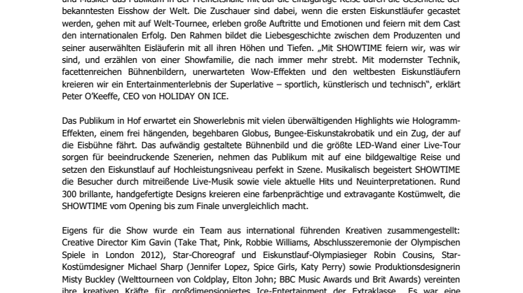 HOLIDAY ON ICE kommt mit neuer Produktion SHOWTIME nach Hof
