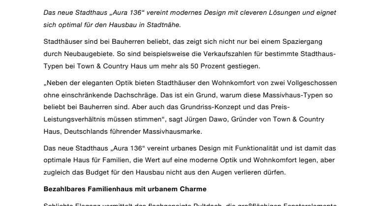 Neu bei Town & Country Haus: Stadthaus „Aura 136“