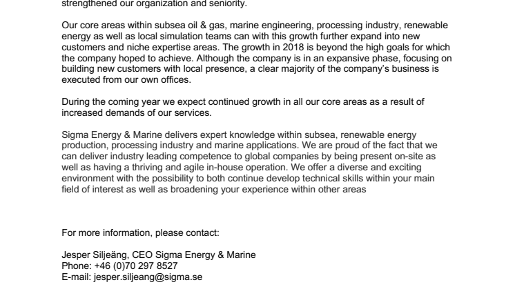 Sigma Energy and Marine - exceeds 100 employees