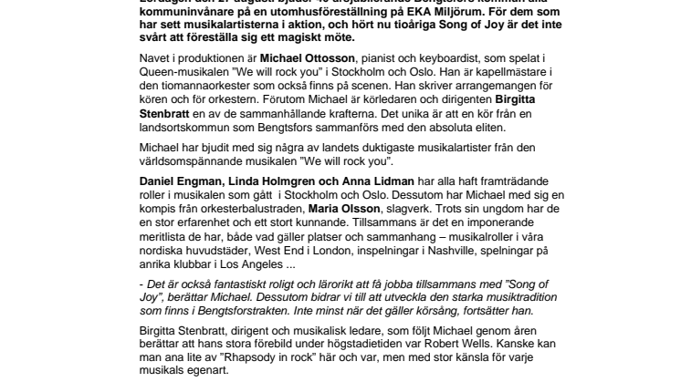 Bengtsfors kommun bjuder på unik musikalkonsert! 