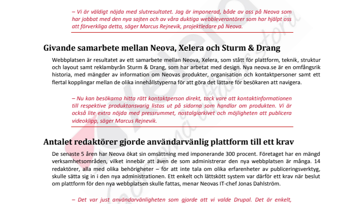 Bioenergiföretaget Neova lanserar Drupal-sajt byggd av Xelera