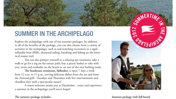 Upplev en sommar i skärgården, på Djurönäset