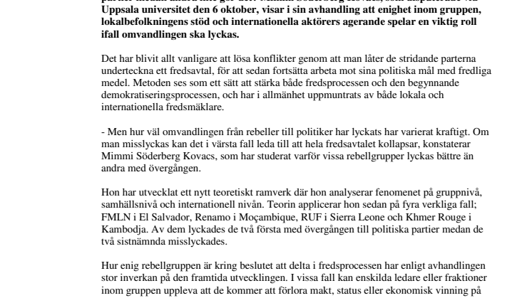Vägen från rebellgrupp till politiskt parti