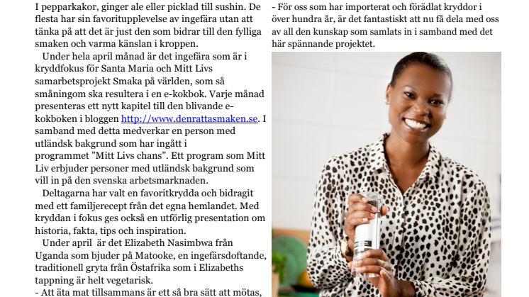 Ingefära i fokus i Smaka på världen - ett unikt och kryddstarkt samarbete för integration