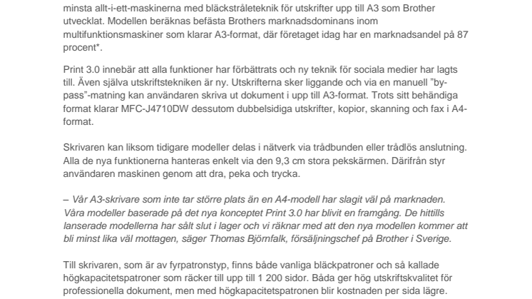 Brother förstärker skrivarserie för molntjänster och sociala medier 