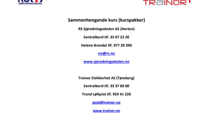 Fullstendig kursoversikt