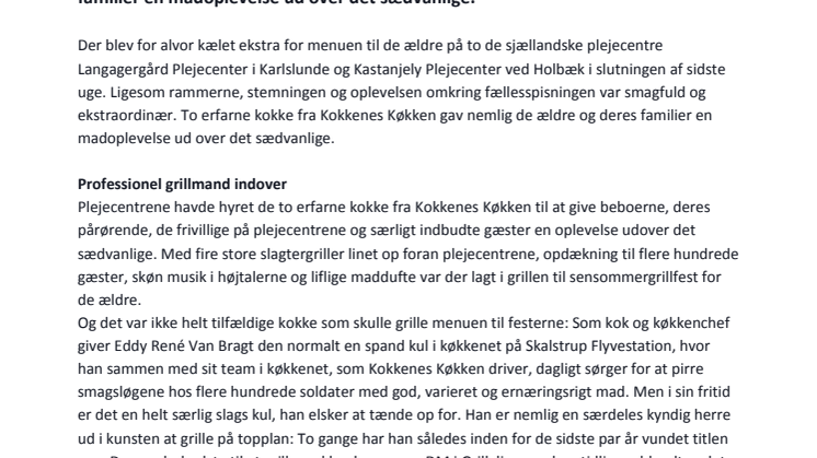 Erfarne kokke gav plejecenterbeboere en usædvanlig grill- og fællesspisningsoplevelse