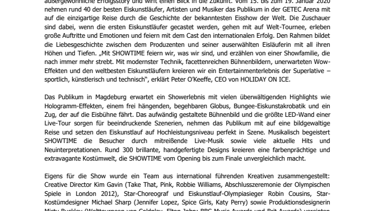 HOLIDAY ON ICE kommt mit neuer Produktion SHOWTIME nach Magdeburg