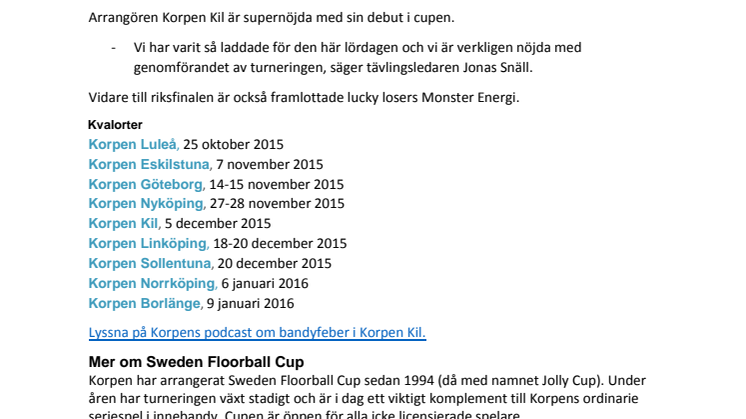 Whalers vann Sweden Floorball Cup i Kil   