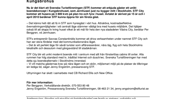Svenska Turistföreningen öppnar unikt övernattningskoncept i Jernhusens miljösmarta Kungsbrohus