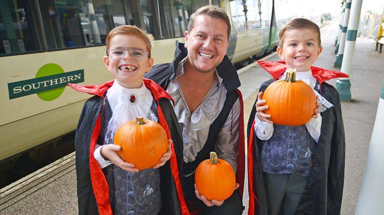 Kick off the spooky season with a trip to a pumpkin patch using Southern, Thameslink or Great Northern 