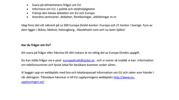 Europa Direkt-kontoret förbereds