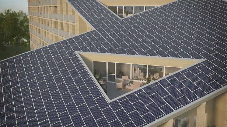 Takterrasser och sluttande tak mot sydväst med möjlighet till solceller