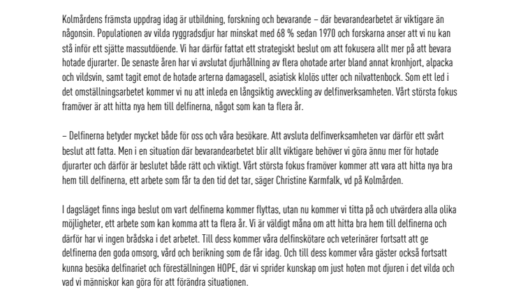 Kolmården kommer på sikt att stänga delfinariet - fokuserar allt mer på hotade arter.pdf
