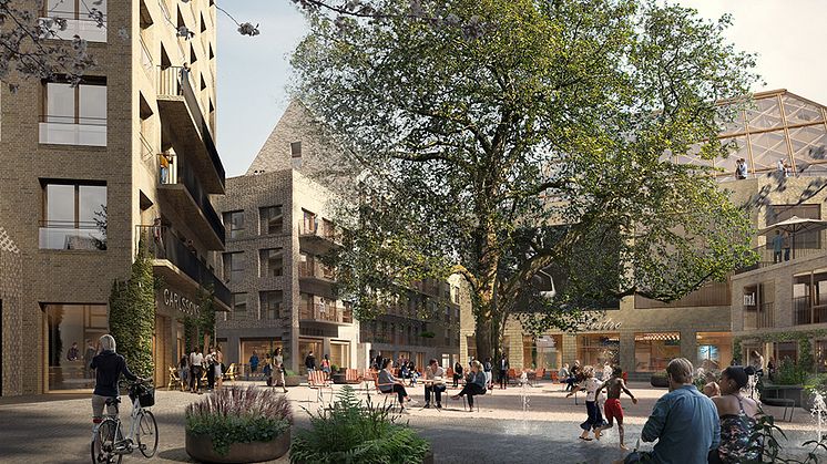 Innergården i kvarteret Galten, visionsbild. Arkitektur av Marge, bild: TMRW