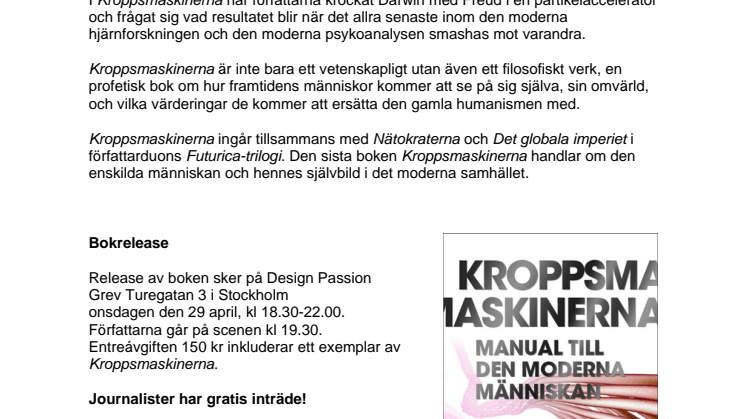 Alexander Bard och Jan Söderqvist släpper sin nya bok Kroppsmaskinerna