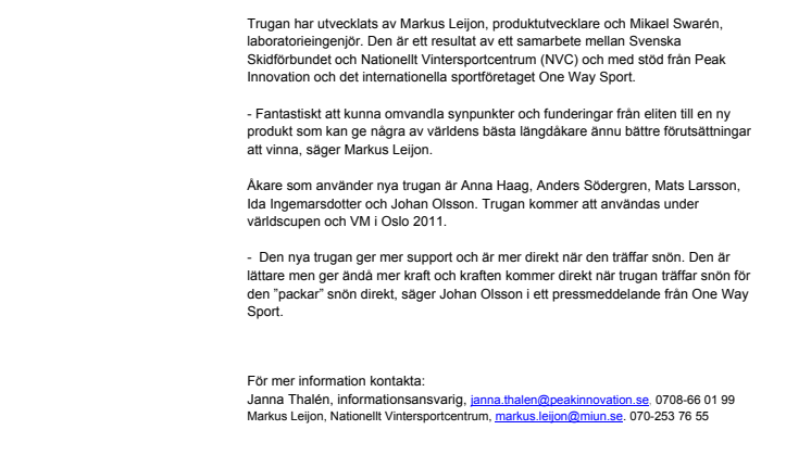 Ny innovativ stavtruga från Vintersportcentrum