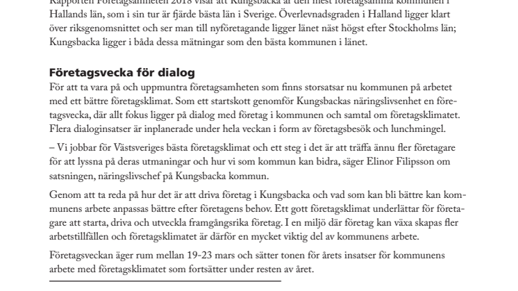 Kungsbacka kommun för Västsveriges bästa företagsklimat