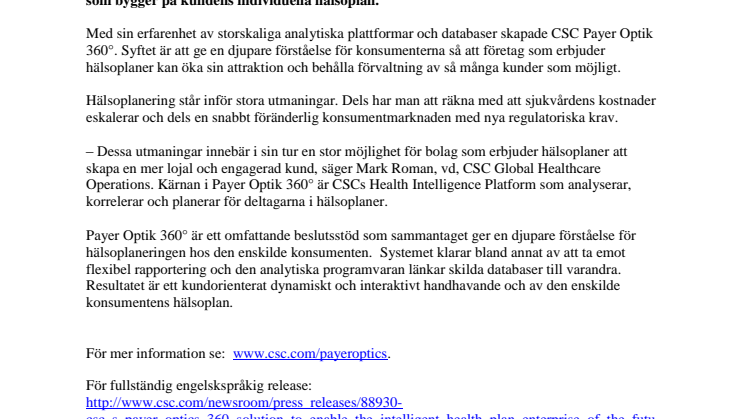 CSCs Payer Optik 360° kompletterar sin portfölj för hälsoplaner