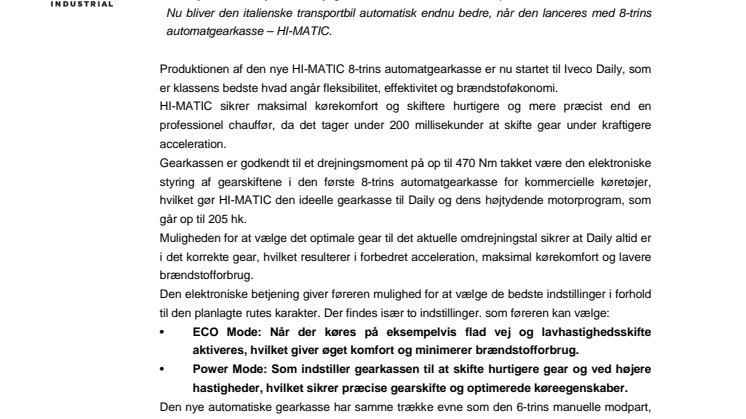 Iveco Daily er automatisk blevet endnu bedre