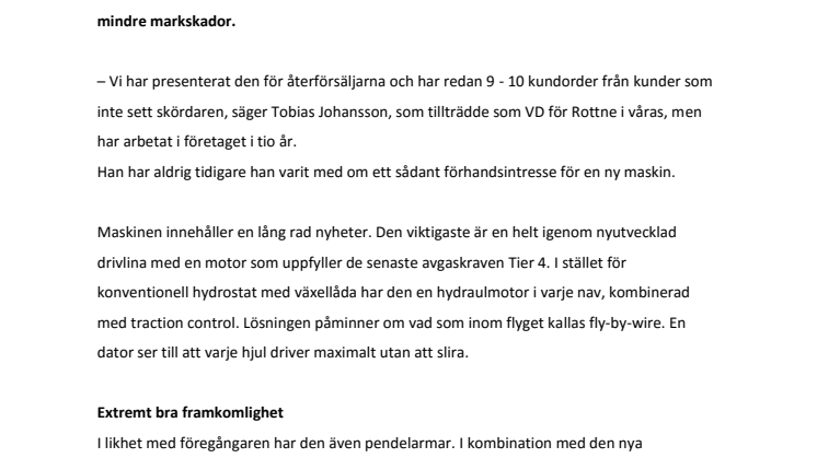 Världspremiär för ny skördare från Rottne