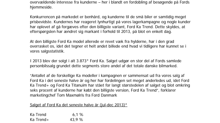Du kan stadig spare op til 10.000,- på Ford Ka