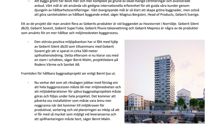 Att bygga grönt behöver inte vara komplicerat: Geberit gör hållbar sanitet tillgänglig