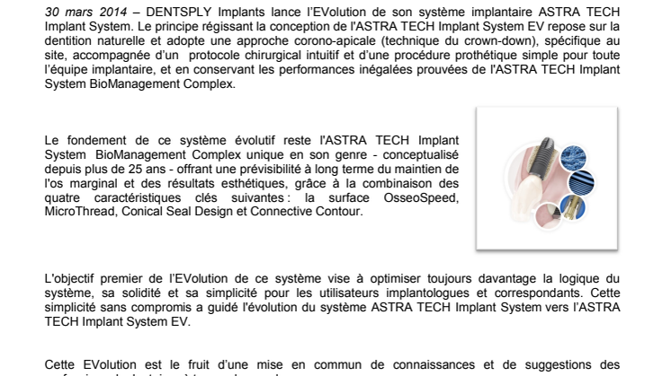 La simplicité sans compromis avec l’ASTRA TECH Implant System EV par DENTSPLY Implants