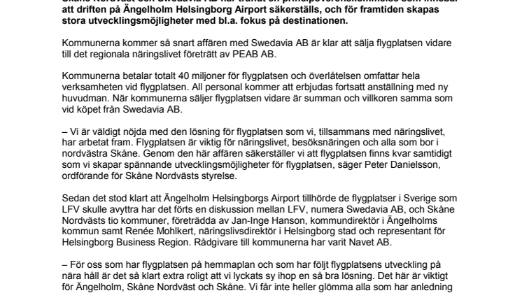 Framtiden och utvecklingen av Ängelholm Helsingborg Airport säkrad! 