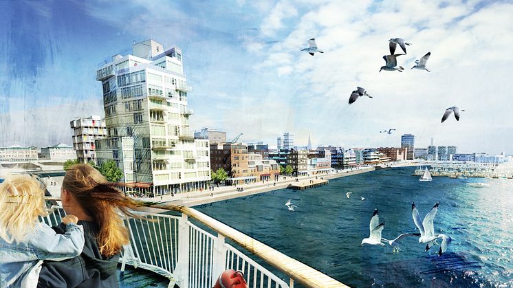 Illustrationer för hur stadsdelen Oceanhamnen kan utvecklas