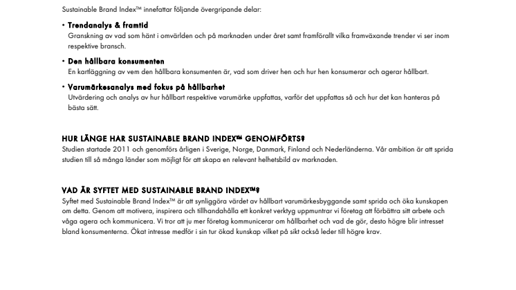 Frågor & svar om Sustainable Brand Index