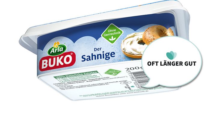 Arla Buko mit dem Aufdruck "oft länger gut" 