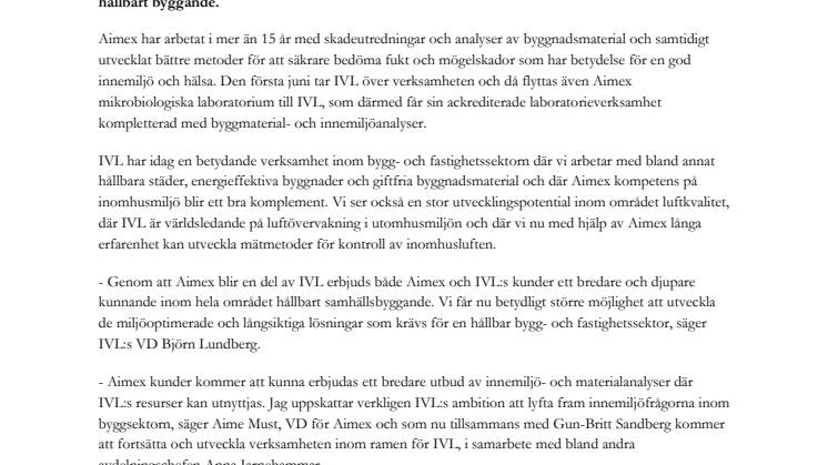 IVL Svenska Miljöinstitutet stärker kompetensen inom inomhusmiljö