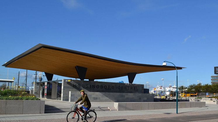 Ny cykel-p och entré söder om Knutpunkten