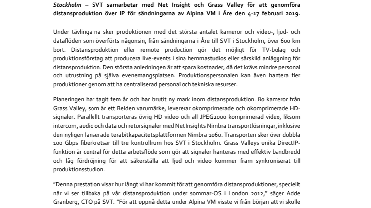 Net Insight möjliggör den största distansproduktionen någonsin, producerad av SVT
